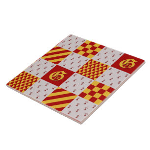 Carreau Vair rouge médiéval jaune Ermine Motif héraldique