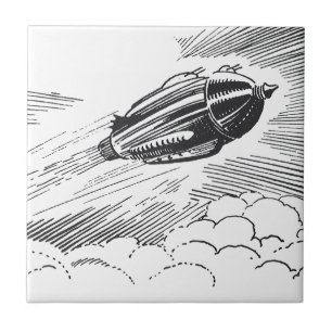 Carreau Vaisseau spatial de science-fiction vintage dans l