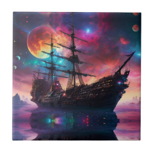 Carreau Vaisseau Spatial Pirate Atterrit sur une Autre Pla
