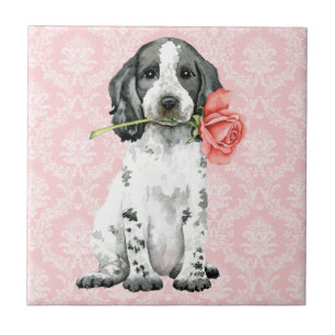 Carreau Valentine Rose anglais Cocker Spaniel céramique Ca