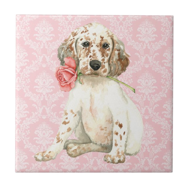 Carreau Valentine Rose Anglais Setter (Devant)