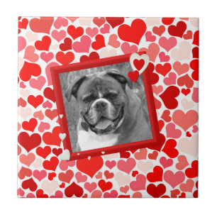 Carreau Valentines Boxer Chien Coeurs