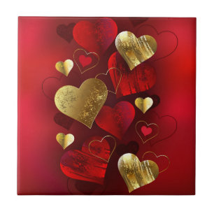 Carreau Valentines dorées et rouges