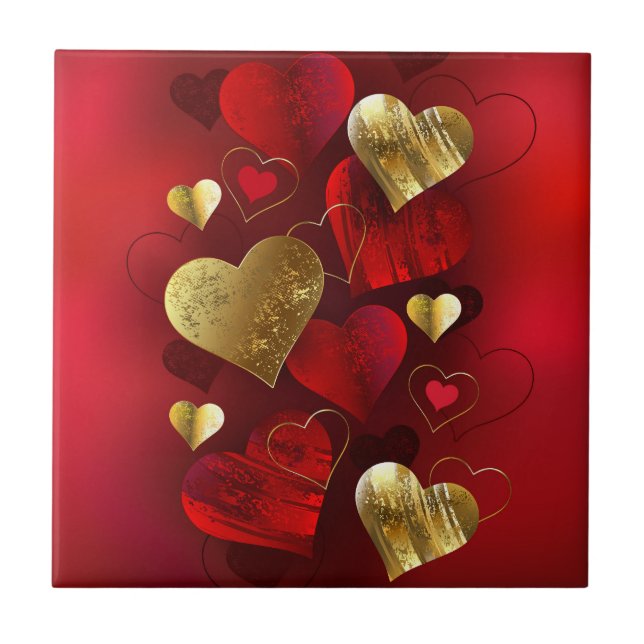 Carreau Valentines dorées et rouges (Devant)