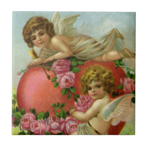 Carreau Valentines victoriennes vintages Day Angels Rose d