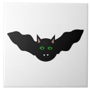 Carreau Vampire Chat Face À Bat Halloween Tile