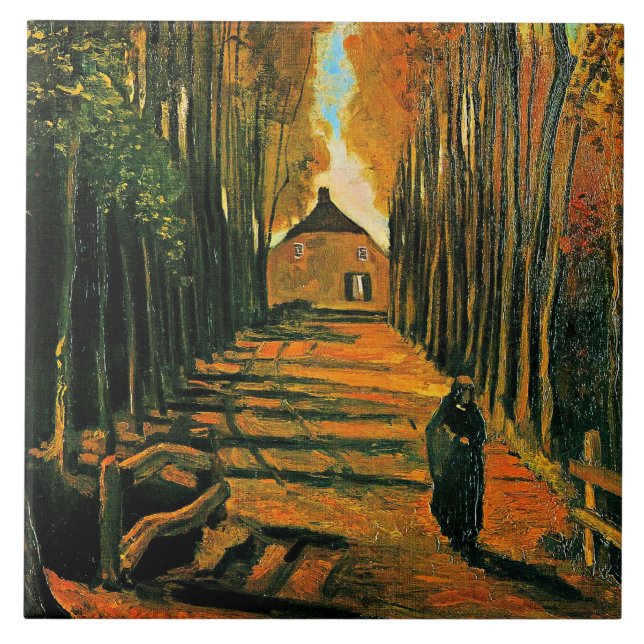 Carreau Van Gogh, Allée de peupliers au coucher du soleil, (Devant)