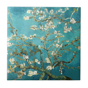 Carreau Van Gogh Almond Blossoms art fleurs blanches sur b