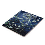 Carreau Van Gogh Almond Blossoms Midnight Blue<br><div class="desc">Artiste : Vincent Van Gogh Titre : Fleurs d'amandes Couleur modifiée par 2sweet4wordsDesigns</div>