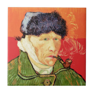 Carreau Van Gogh - Autoportrait avec l'oreille bandée et p