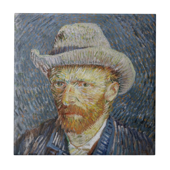 Carreau Van Gogh Autoportrait Gris Sens Casquette Peinture (Devant)
