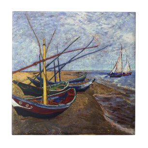 Carreau Van Gogh Bateaux de pêche sur la plage