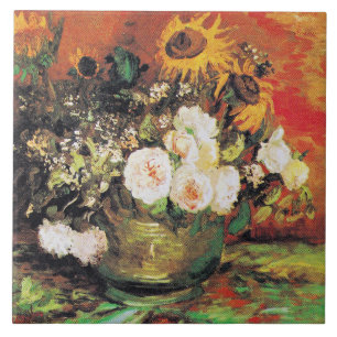 Carreau Van Gogh - Bowl avec tournesol, Rose...