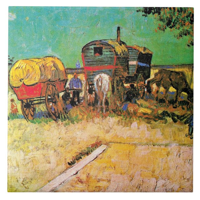 Carreau Van Gogh - Camp tzigane avec Cheval Dray (Devant)