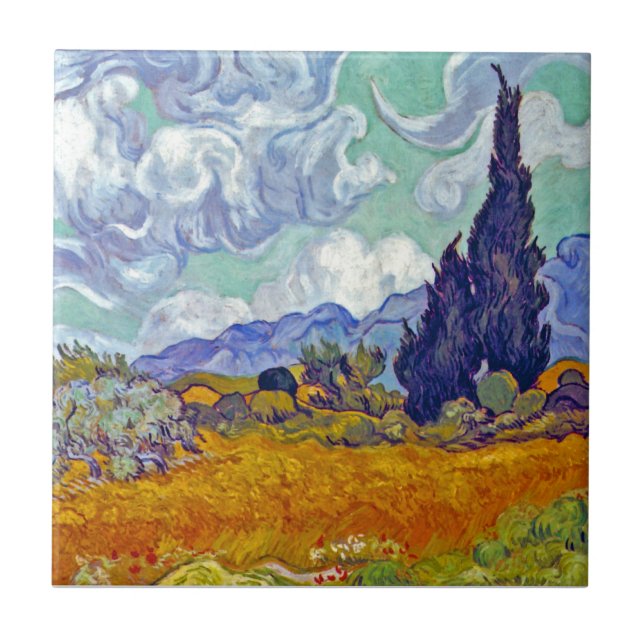 Carreau Van Gogh - Champ de blé avec cyprès (Devant)