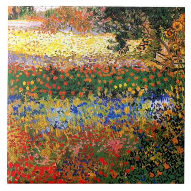 Carreau Van Gogh - Jardin de fleurs, peinture d'art fin, (Devant)