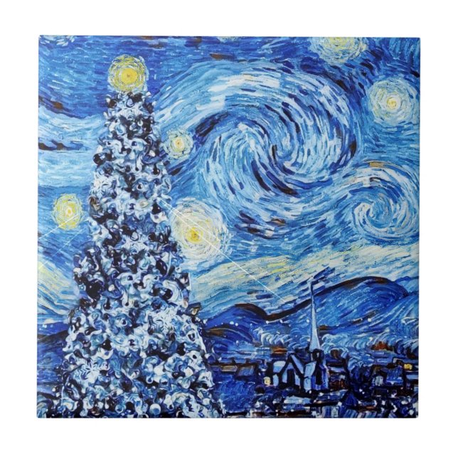Carreau Van Gogh - La nuit étoilée - Noël blanc (Devant)