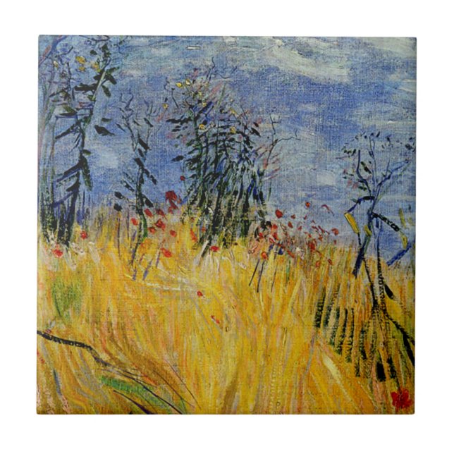 Carreau Van Gogh - La pointe d'un champ de blé avec des pa (Devant)