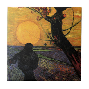 Carreau Van Gogh; Le Semeur, Paysan Agriculteur de Vintage