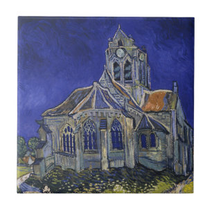 Carreau Van Gogh L'église d'Auvers Ciel bleu Art