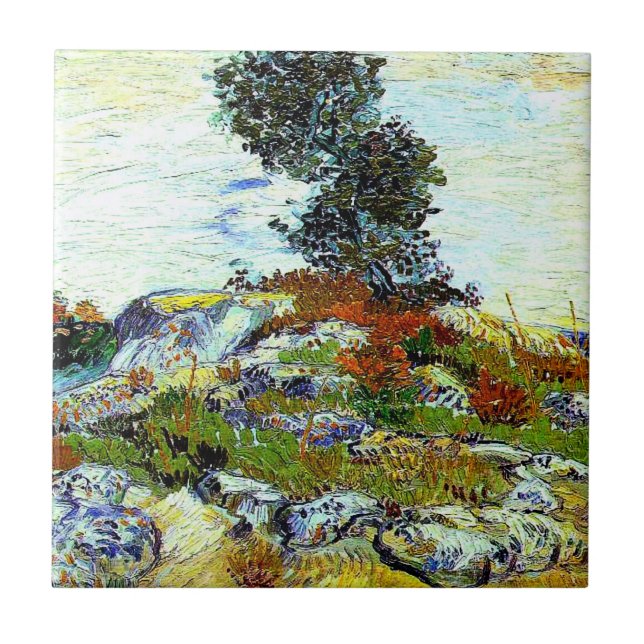 Carreau Van Gogh - Les rochers avec chêne, beaux-arts (Devant)