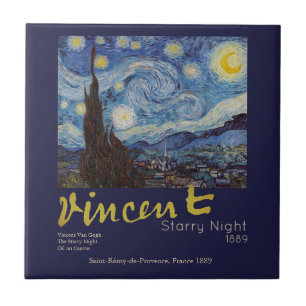 Carreau Van Gogh Nuit Étoilée Vintage Bleu Chef-d'œuvre