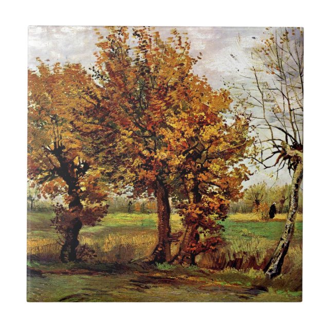 Carreau Van Gogh - Paysage Automne Avec Quatre Arbres (Devant)