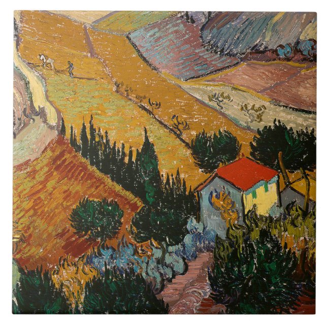Carreau Van Gogh - Paysage avec Maison et Plowman, (Devant)