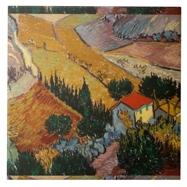 Carreau Van Gogh Paysage avec Maison et Plowman (Devant)
