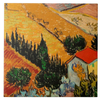Carreau Van Gogh - Paysage avec maisons et fleurs