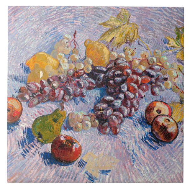 Carreau Van Gogh - Raisins, citrons, poires et pommes, (Devant)