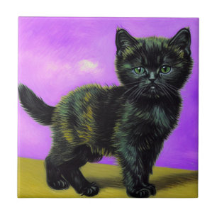 Carreau Van Gogh Style Cat