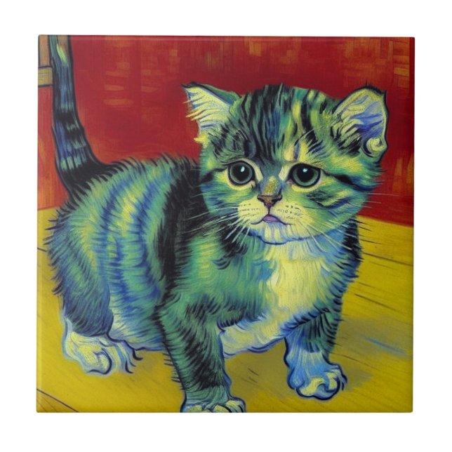 Carreau Van Gogh Tabby Cat (Devant)