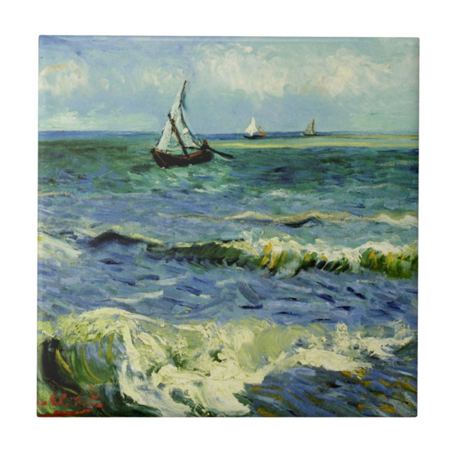 Carreau Van Gogh - Un bateau de pêche en mer (Devant)