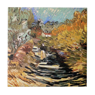 Carreau Van Gogh - Une route à Saint-Rémy avec personnage 