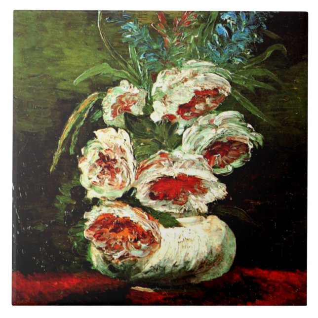 Carreau Van Gogh : Vase avec des pivoines (Devant)
