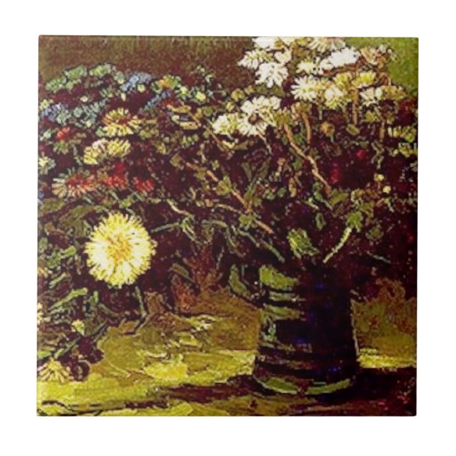 Carreau Van Gogh Vase Fleurit Fleurs Peinture Vintage (Devant)