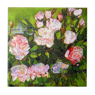 Carreau Van Gogh Vie morte avec des roses roses roses