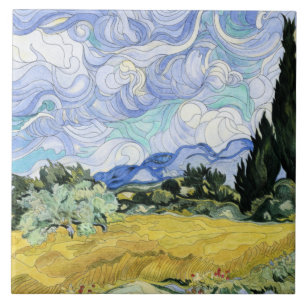 Carreau Van Gogh - Wheatfield avec cyprès
