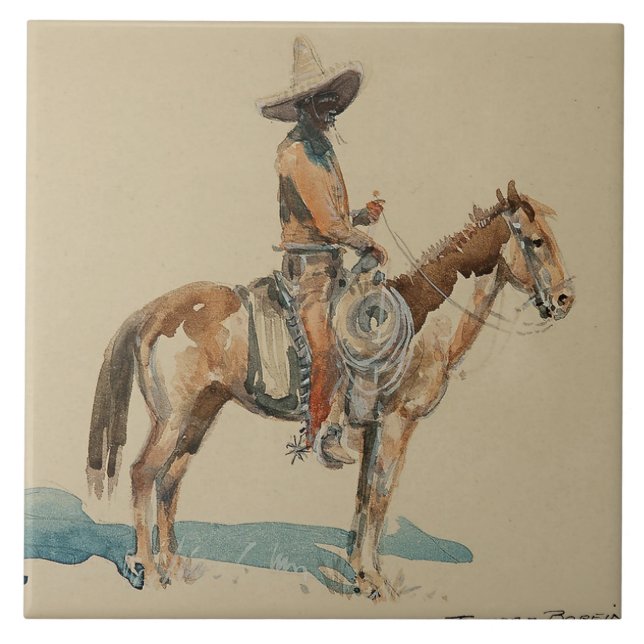 Carreau « Vaquero » Art western par Edward Borein (Devant)