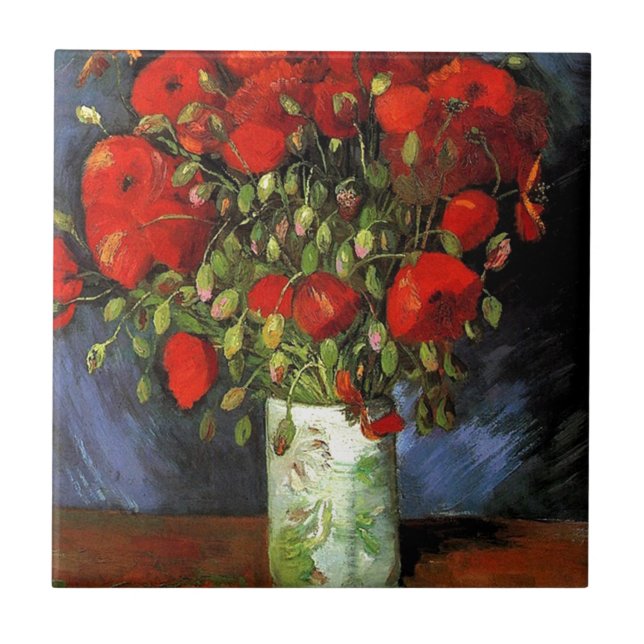 Carreau Vase aux Coquelicots Rouges Vincent van Gogh (Devant)