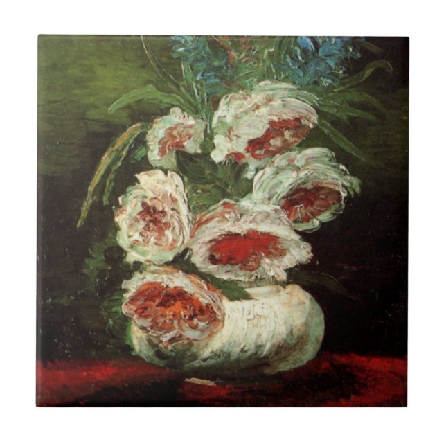 Carreau Vase aux pivoines de Vincent van Gogh (Devant)
