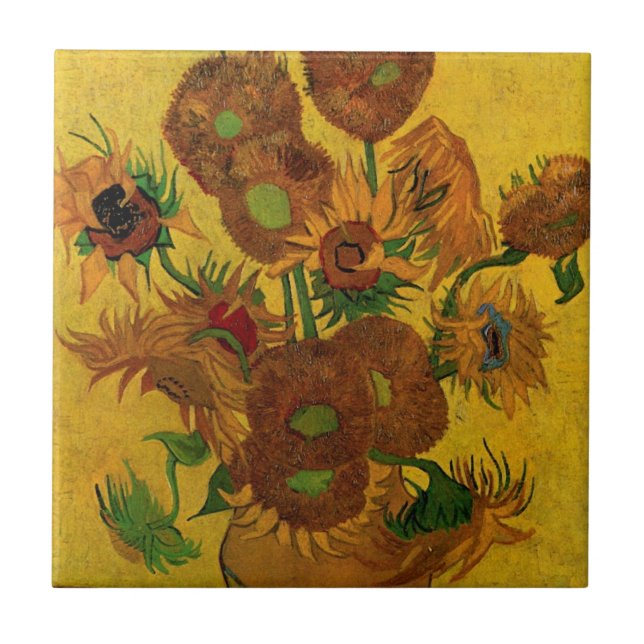 Carreau Vase avec 15 tournesols Vincent van Gogh (Devant)