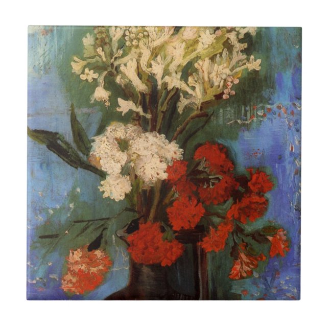 Carreau Vase avec des Œillets de Vincent van Gogh (Devant)
