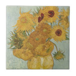 Carreau Vase avec douze tournesols par Van Gogh<br><div class="desc">Vase de Van Gogh avec douze tournesols</div>