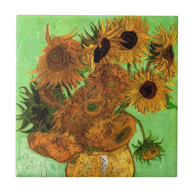 Carreau Vase avec douze tournesols par Vincent van Gogh (Devant)