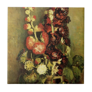 Carreau Vase avec Hollyhocks par Vincent van Gogh