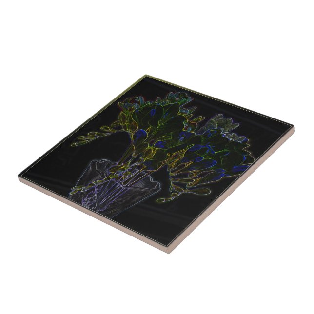 Carreau Vase avec la freesia (Côté)