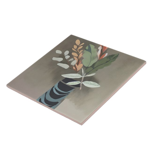 Carreau Vase de feuilles art minimaliste (Côté)