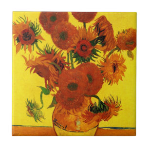 Carreau Vase de fleurs avec 15 tournesols Vincent van Gogh